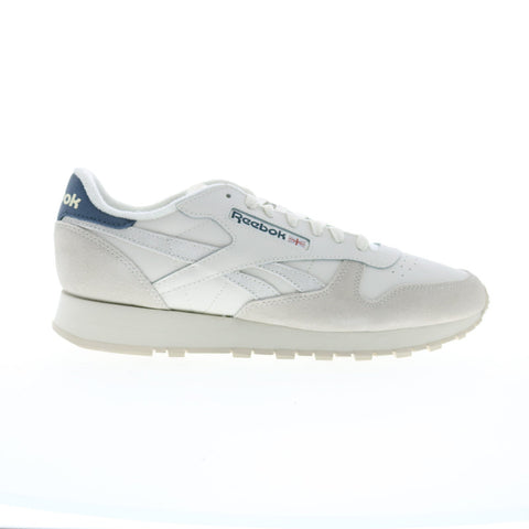 Reebok Classic Leather Mens Beige Leather Lace Up Lifestyle Sneakers Shoes
