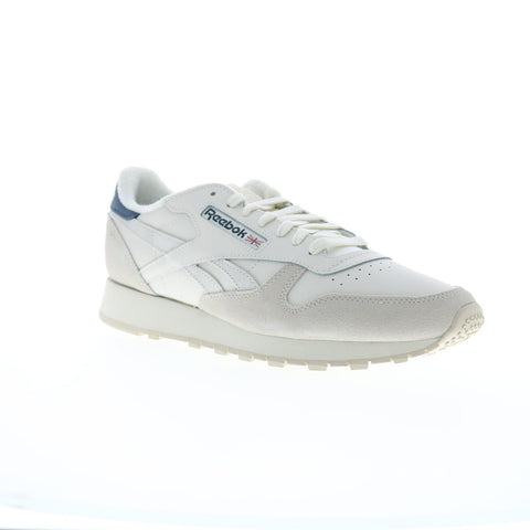 Reebok Classic Leather Mens Beige Leather Lace Up Lifestyle Sneakers Shoes