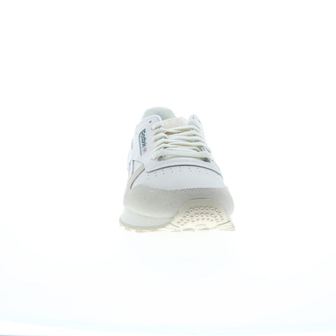 Reebok Classic Leather Mens Beige Leather Lace Up Lifestyle Sneakers Shoes