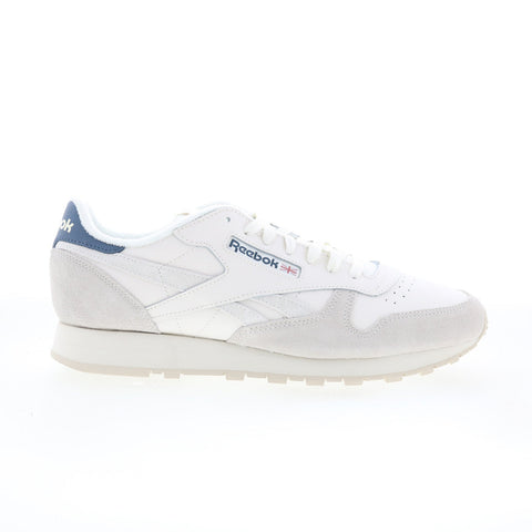 Reebok Classic Leather Mens White Leather Lifestyle Sneakers Shoes