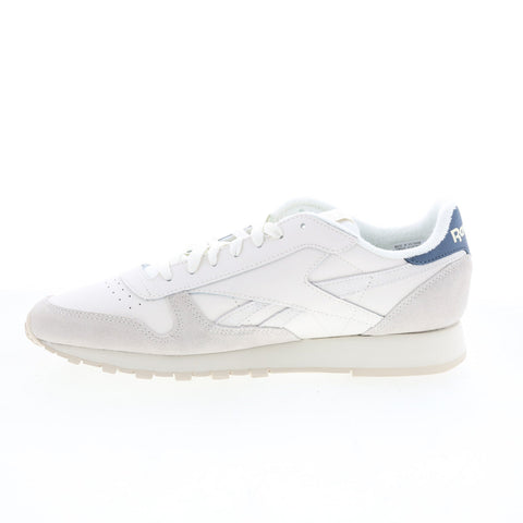 Reebok Classic Leather Mens White Leather Lifestyle Sneakers Shoes