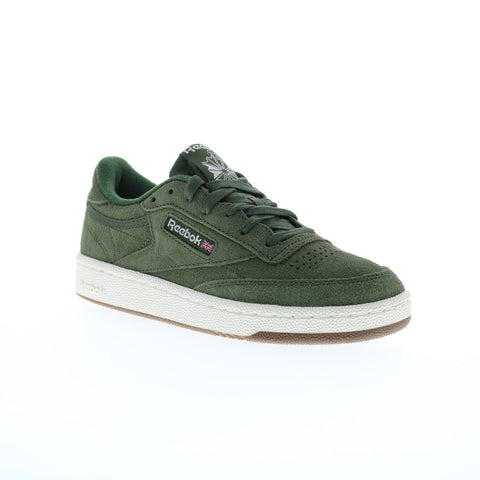Reebok Club C 85 Mens Green Suede Lace Up Lifestyle Sneakers Shoes