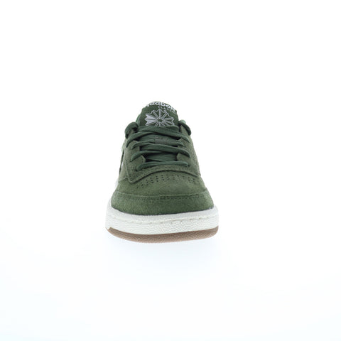 Reebok Club C 85 Mens Green Suede Lace Up Lifestyle Sneakers Shoes