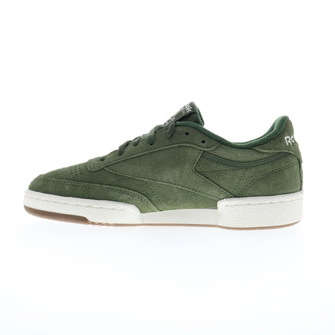 Reebok Club C 85 Mens Green Suede Lace Up Lifestyle Sneakers Shoes