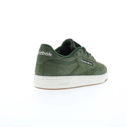 Reebok Club C 85 Mens Green Suede Lace Up Lifestyle Sneakers Shoes