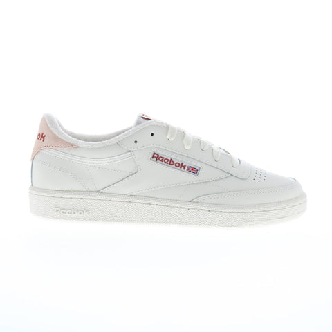 Reebok Club C 85 Womens Beige Leather Lace Up Lifestyle Sneakers Shoes