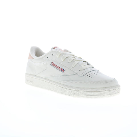 Reebok Club C 85 Womens Beige Leather Lace Up Lifestyle Sneakers Shoes