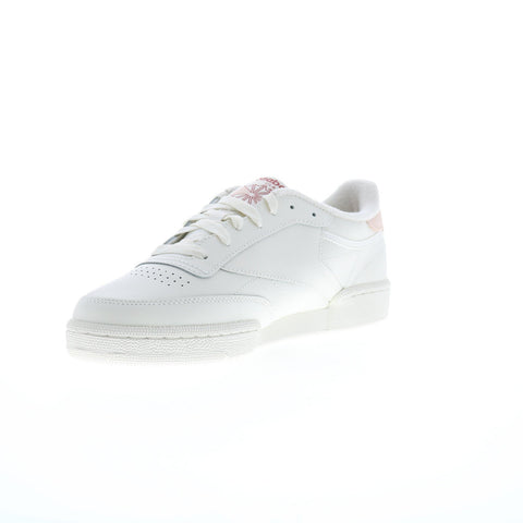 Reebok Club C 85 Womens Beige Leather Lace Up Lifestyle Sneakers Shoes