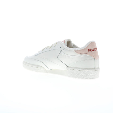 Reebok Club C 85 Womens Beige Leather Lace Up Lifestyle Sneakers Shoes