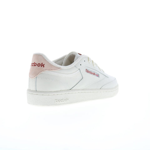 Reebok Club C 85 Womens Beige Leather Lace Up Lifestyle Sneakers Shoes