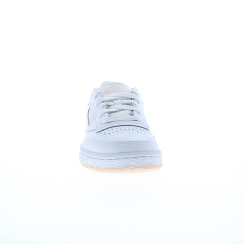 Reebok Club C 85 Womens White Leather Lace Up Lifestyle Sneakers Shoes