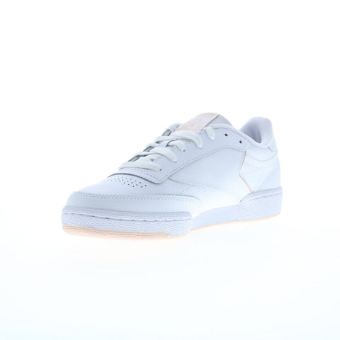 Reebok Club C 85 Womens White Leather Lace Up Lifestyle Sneakers Shoes