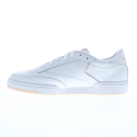 Reebok Club C 85 Womens White Leather Lace Up Lifestyle Sneakers Shoes