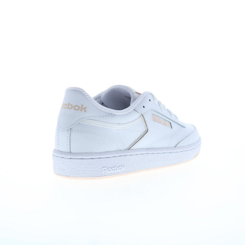 Reebok Club C 85 Womens White Leather Lace Up Lifestyle Sneakers Shoes