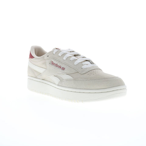 Reebok Club C Double Revenge Womens Beige Suede Lifestyle Sneakers Shoes