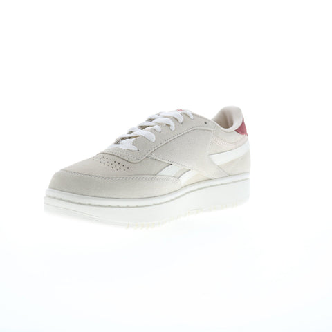 Reebok Club C Double Revenge Womens Beige Suede Lifestyle Sneakers Shoes