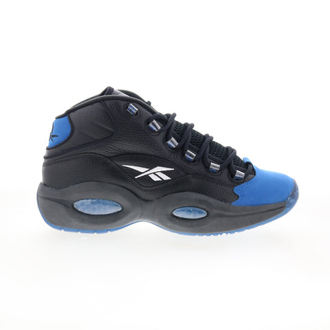 Reebok Question Mid Mens Black Leather Lace Up Athletic Basketball Shoes