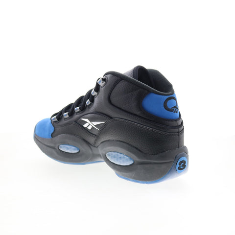 Reebok Question Mid Mens Black Leather Lace Up Athletic Basketball Shoes
