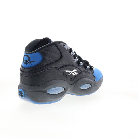 Reebok Question Mid Mens Black Leather Lace Up Athletic Basketball Shoes