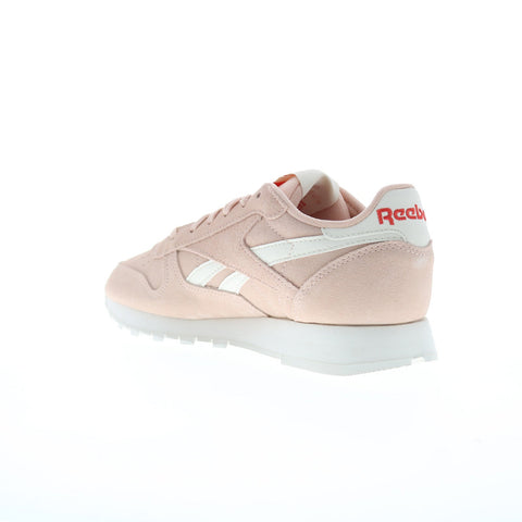 Reebok Classic Leather Womens Pink Suede Lace Up Lifestyle Sneakers Shoes