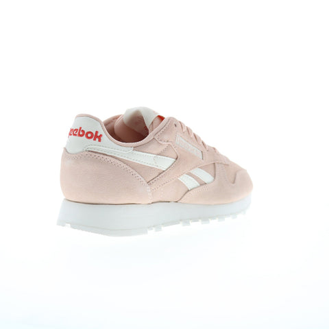 Reebok Classic Leather Womens Pink Suede Lace Up Lifestyle Sneakers Shoes