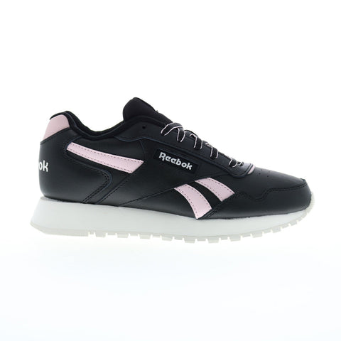 Reebok Glide Womens Black Leather Lace Up Lifestyle Sneakers Shoes