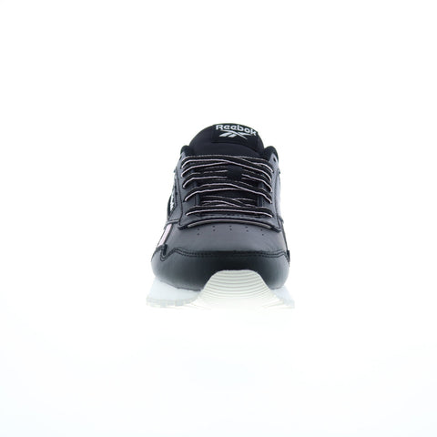 Reebok Glide Womens Black Leather Lace Up Lifestyle Sneakers Shoes