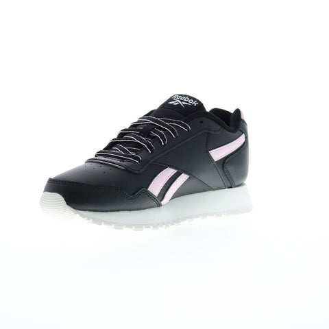 Reebok Glide Womens Black Leather Lace Up Lifestyle Sneakers Shoes