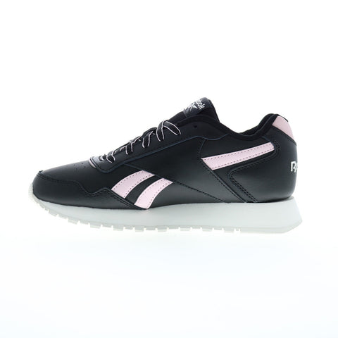 Reebok Glide Womens Black Leather Lace Up Lifestyle Sneakers Shoes
