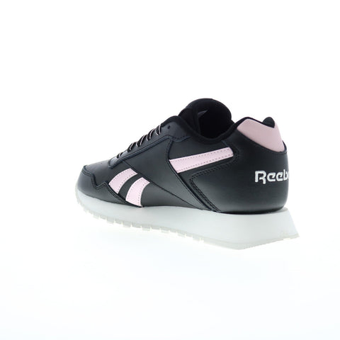 Reebok Glide Womens Black Leather Lace Up Lifestyle Sneakers Shoes