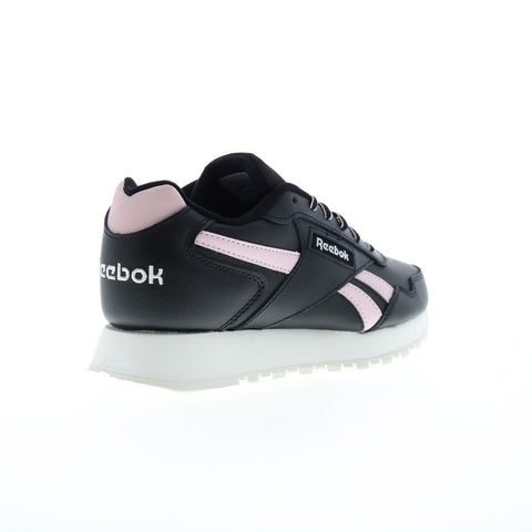 Reebok Glide Womens Black Leather Lace Up Lifestyle Sneakers Shoes