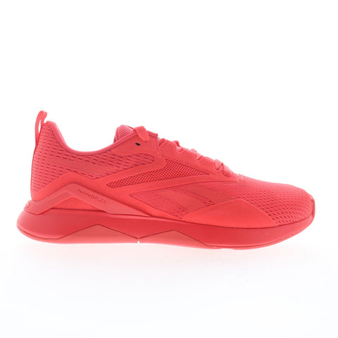 Reebok Nanoflex TR 2 Mens Red Mesh Lace Up Athletic Cross Training Shoes