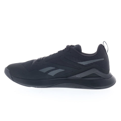 Reebok Nanoflex TR 2 Mens Black Mesh Lace Up Athletic Cross Training Shoes