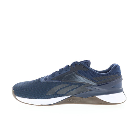 Reebok Nano X3 Mens Blue Canvas Lace Up Athletic Cross Training Shoes 