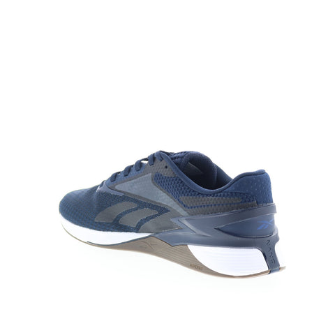 Reebok Nano X3 Mens Blue Canvas Lace Up Athletic Cross Training Shoes 