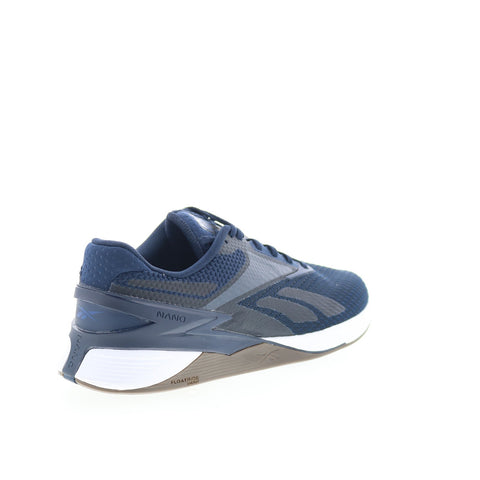 Reebok Nano X3 Mens Blue Canvas Lace Up Athletic Cross Training Shoes 