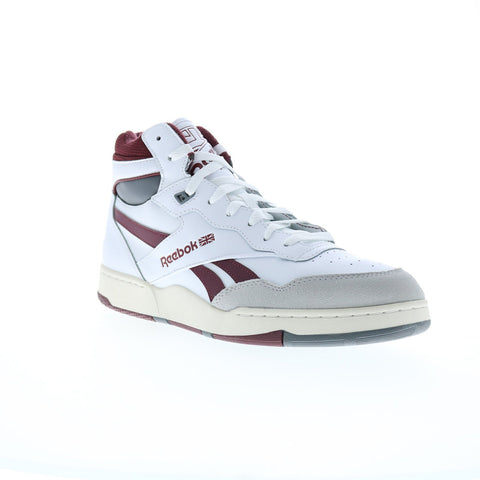 Reebok BB 4000 II Mid Mens White Leather Lace Up Lifestyle Sneakers Shoes