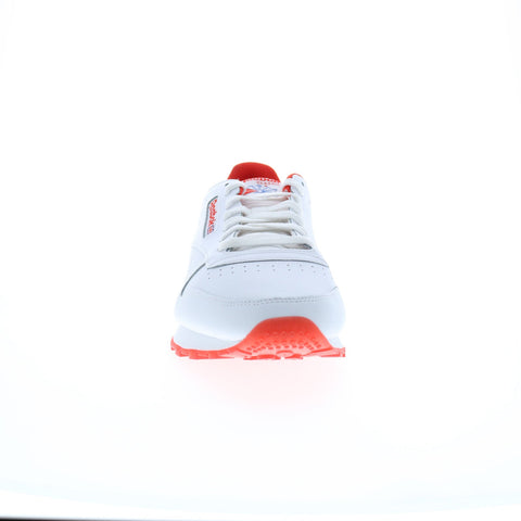 Reebok Classic Leather Mens White Leather Lace Up Lifestyle Sneakers Shoes