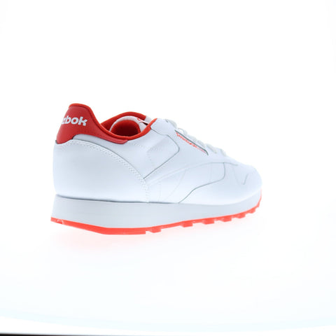 Reebok Classic Leather Mens White Leather Lace Up Lifestyle Sneakers Shoes