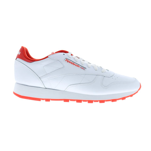 Reebok Classic Leather Mens White Leather Lace Up Lifestyle Sneakers Shoes