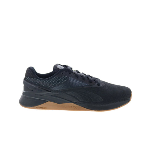 Reebok Nano X3 Mens Black Mesh Lace Up Athletic Cross Training Shoes