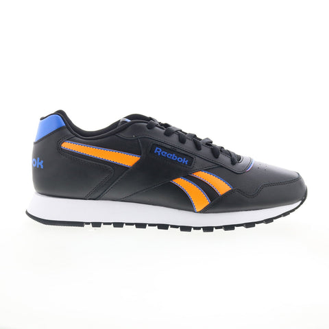 Reebok Glide Mens Black Leather Lace Up Lifestyle Sneakers Shoes