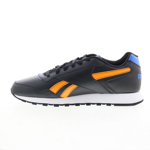 Reebok Glide Mens Black Leather Lace Up Lifestyle Sneakers Shoes