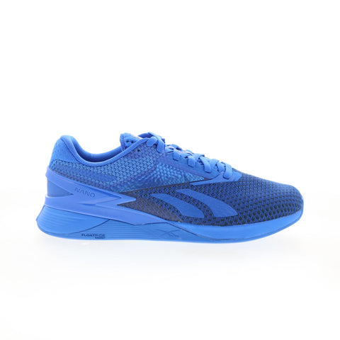 Reebok Nano X3 Mens Blue Mesh Lace Up Athletic Cross Training Shoes