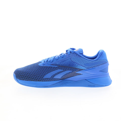 Reebok Nano X3 Mens Blue Mesh Lace Up Athletic Cross Training Shoes