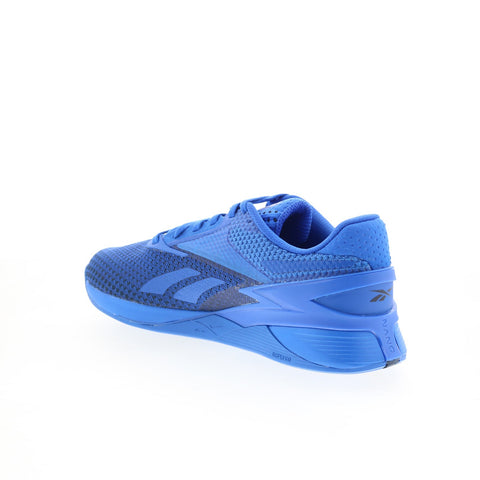 Reebok Nano X3 Mens Blue Mesh Lace Up Athletic Cross Training Shoes