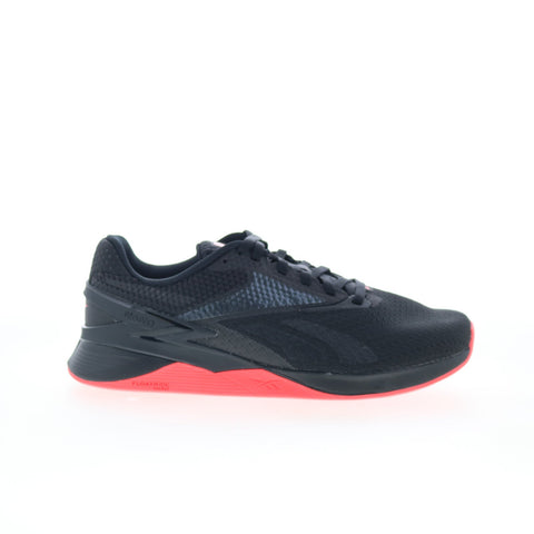 Reebok Nano X3 Mens Black Mesh Lace Up Athletic Cross Training Shoes