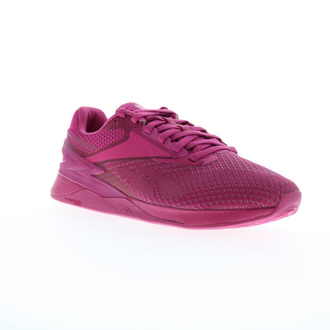 Reebok Nano X3 Womens Pink Canvas Lace Up Athletic Cross Training Shoes