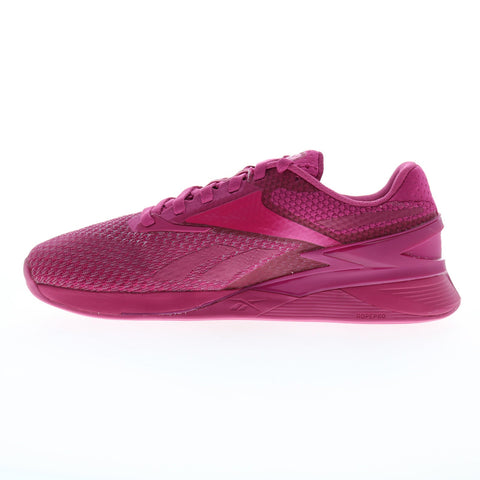 Reebok Nano X3 Womens Pink Canvas Lace Up Athletic Cross Training Shoes