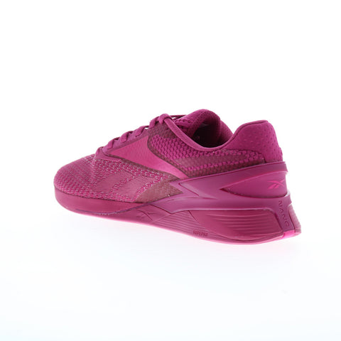 Reebok Nano X3 Womens Pink Canvas Lace Up Athletic Cross Training Shoes